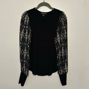 Fifteen twenty sheer sleeve top. Black. Small